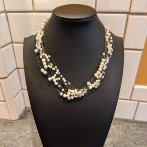 Artisan Handmade Necklace - Vintage 2000s Oregon - Multi-Strand Pearls 16.5-19"